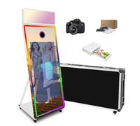 Cabine photo magique miroir de 165 cm avec écran tactile de 109 cm, lumière de remplissage RVB améliorée adaptée pour les besoins de photographie dans divers endroits (blanc, machine + appareil photo