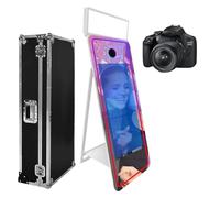 Cabine photo magique portable de 165,1 cm, écran tactile de 109,2 cm avec lumière carrée et lumière RVB, cabine photo à selfie avec étui de transport (blanc, écran de 165,1 cm (écran de 109,1 cm) +