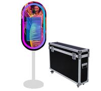 Cabine photo miroir avec application logicielle Magic Selfie Station Shell Stand Photobooth Machine écran tactile avec lumière RVB et valise de transport pour événements (blanc B, machine de cabine