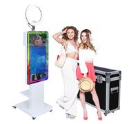 Cabine photo miroir avec écran tactile LCD de 21,5", mini PC intégré, anneau lumineux RVB, partage et impression, support pour selfie pour fête de mariage (cabine photo)