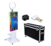 Cabine photo miroir avec écran tactile LCD de 54,6 cm, mini PC intégré, anneau lumineux RVB, partage et impression, support pour appareil photo pour fête de mariage (ensemble complet)