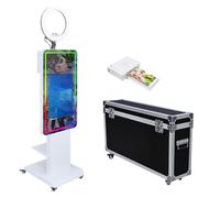 Cabine photo miroir avec écran tactile LCD de 54,6 cm, mini PC intégré, anneau lumineux RVB, partage et impression, support pour selfie pour fête de mariage (cabine photo + imprimante)