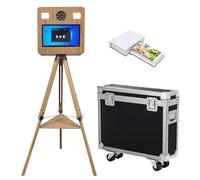 Cabine photo portable avec écran tactile de 39,6 cm, idéale pour les mariages, les fêtes, les célébrations et la location d'événements (machine + mini imprimante)