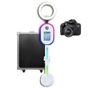 Cabine photo portable compatible avec iPad 10,2", 11", 11", 12,9", 13" avec coque lumineuse RVB pour selfies, pour événements (blanc, machine + appareil photo)