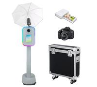 Cabine photo portable compatible avec iPad de 10,2 à 13 pouces avec coque parapluie douce et légère pour selfie, pour événements, location, mariage (machine + appareil photo + mini imprimante)