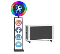 Cabine photo portable pour i-Pad 10,2", 11", 11", 32,8 cm avec logo personnalisé, machine à selfie avec anneau lumineux LED RVB pour événements, location, mariage (noir, cabine photo iPad)