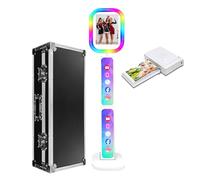Cabine photo pour iPad avec étui de vol, compatible avec iPad pour iPad de 10" à 13", cabine photo selfie avec lumières RVB, pour YouTube, vidéo, Tiktok Live (machine blanche + mini imprimante, style