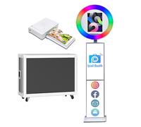 Cabine photo pour iPad avec étui de vol, compatible avec iPad pour iPad de 10" à 13", cabine photo selfie avec lumières RVB, pour YouTube, vidéo, Tiktok Live (machine blanche + mini imprimante, style