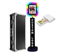 Cabine photo pour iPad avec étui de vol, compatible avec iPad pour iPad de 10" à 13", cabine photo selfie avec lumières RVB, pour YouTube, vidéo, Tiktok Live (machine noire + mini imprimante, style G)
