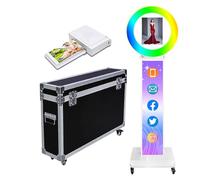 Cabine photo pour iPad avec étui de vol, compatible avec iPad pour iPad de 10" à 13", cabine photo selfie avec lumières RVB, pour YouTube, vidéo, Tiktok Live (machine blanche + mini imprimante, style