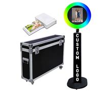 Cabine photo pour iPad avec étui de vol, compatible avec iPad pour iPad de 10" à 13", cabine photo selfie avec lumières RVB, pour YouTube, vidéo, Tiktok Live (machine noire + mini imprimante, style D)