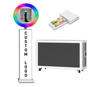 Cabine photo pour iPad avec étui de vol, compatible avec iPad pour iPad de 10" à 13", cabine photo selfie avec lumières RVB, pour YouTube, vidéo, Tiktok Live (machine blanche + mini imprimante, style