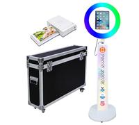 Cabine photo pour iPad avec étui de vol, compatible avec iPad pour iPad de 10" à 13", cabine photo selfie avec lumières RVB, pour YouTube, vidéo, Tiktok Live (machine blanche + mini imprimante, style