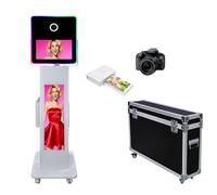 Cabine photo reflex numérique de 15,6", écran tactile pour appareil photo, selfie avec écran LCD de 73,7 cm, anneau lumineux LED de contrôle par application, cabine photo avec étui de transport pour