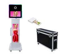 Cabine photo reflex numérique de 15,6 pouces avec écran LCD de 29,6", anneau lumineux LED de contrôle par application, cabine photo avec étui de transport pour événement, location de mariage, fête de