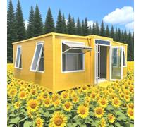 Cabine pliante mobile de luxe de 6,1 m et 12,2 m, bâtiments préfabriqués modulaires 3 chambres à coucher, conteneur extensible, maison portable facile à installer pour jardin, urgence, abri portable