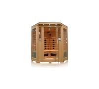 Cabine Sauna Infrarouge 3-4 Places Bois Hemlock 2340W | CHROMOTHÉRAPIE 5 LAMPES : 6 diffuseurs céramiques + 2 carbones, station LCD, radio Bluetooth, ionisateur d'oxygène inclus