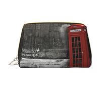 Cabine téléphonique dans les rues de Londres - Trousse de maquillage pour voyage, trousse de toilette portable en cuir pour homme et femme, blanc, Taille unique