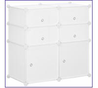 Cabinet à Chaussures Modulaire - HOMCOM - 6 Compartiments Blanc 75x37x73 cm - Pour Flur