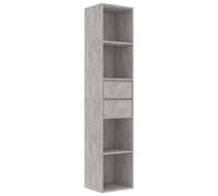 Cabinet À Livres Avec 4 Étagères 2 Tiroirs Gris Béton 36x30x171 Cm Bois Composé Gris