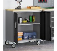 Cabinet à outils vidaXL avec roues et verrou noir 75x45x85 cm en acier