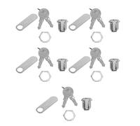 Cabinet Cam Lock 5 Pack Durable Zinc Alloy Tubular Cam Cylinder Lock for Vending Machine Tool Box ATM Mailbox Filing Cabinet Locker M19x1 Thread 16mm Depth 47mm Tongue Length