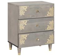 vidaXL Cabinet de chevet Gris – 50×33×62 cm – Bois de manguier massif