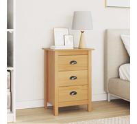 vidaXL Cabinet de Chevet Hill Blanc et Marron Miel 46 x 35 x 65 cm, Salon, Rectangle, Design Moderne, matériaux résistants, Style Polyvalent pour Confort et utilité, s'adapte à Tout