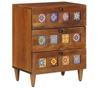 Cabinet de chevet en bois de mangue - vidaXL - Marron - 50x33x60 cm - 3 tiroirs - Bois de mangue massif - Compact