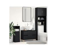 Cabinet de Lavabo Noir Chêne 80x33x60 cm Bois d ingénierie