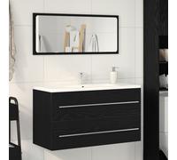 Cabinet de lavabo vidaXL avec miroir Chêne noir 90x45x1,5 cm Bois d'ingénierie