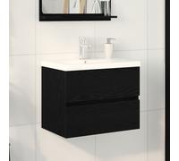 Cabinet de lavabo vidaXL en MDF chêne noir avec lavabo intégré, Meuble de lavabo vidaXL chêne noir 60x38,5x45 cm
