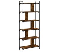 Cabinet de Livre SOLOMOON, CHIC Bibliothèque 6 niveaux - Pour salon/bureau - chêne fumé 76x32x192cm bois d'ingénierie BB958