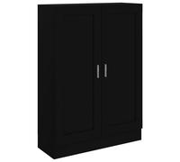 Cabinet De Livres Avec Rangement À 3 Zones & Portes Doubles 82,5x30,5x115 Cm Bois Composé Noir
