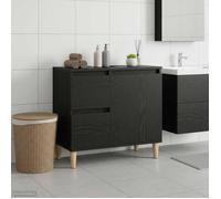 Cabinet de salle de bain avec tiroir - Happiness - Chêne noir - 65x33x60 cm - Grand espace de rangement - Avec tiroir