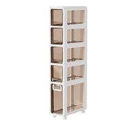 Cabinet de salle de bain compact avec 4 étagères et roues Slim Tower Vanity Storage Vertical Nizer for Small Spaces & Nooks High Capacity Bathroom Furniture