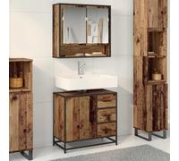 Cabinet de Salle de Bain en Bois d'ingénierie Bois Ancien 65 x 33 x 60 cm avec 1 Porte, tiroir, Meuble de Rangement intérieur pour Salle de Bain, Meuble Vasque Moderne et Fonctionnel