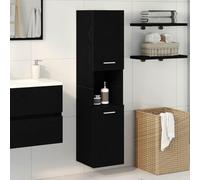 Cabinet de Salle de Bain en Bois d'ingénierie chêne Noir 30 x 30 x 130 cm avec 2 Portes et 5 étagères, Meuble Mural Gain de Place pour Salle de Bain, Rangement Pratique et Design élégant