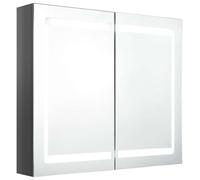 Cabinet de Salle de Bain LED 3 Étagères Montage Mural Ultra-Fin 12 cm 80x12x68 cm Gris