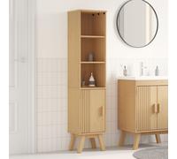Cabinet De Salle De Bain Vidaxl Marron 35x30x159 Cm En Bois De Pin Massif Marron