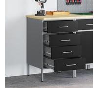vidaXL Établi Noir et gris 50 x 55 x 85 cm Bois d'ingénierie et acier, Atelier, Banc de travail robuste, Station rectangulaire pour loisirs créatifs, projets bricolage en garage