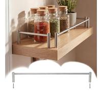 Cabinet Fence Guardrail Bar Set with 2 Posts, Hanging Shelf Rails Stainless Steel 30-90 cm Long, Anti-Fall Tipping Rod for Bottles, Wines, Books(Brass-8 Pack,40cm/15.7in)