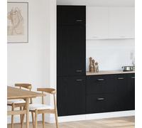 Cabinet Frigo Vidaxl En Chêne Noir - 60x57x207 Cm, Fait De Bois D'ingénierie Noir