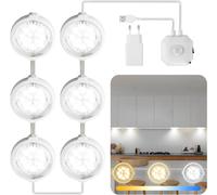 Cabinet Lamp, Set Of 6 72 Led Cabinet Lamps, 3 Colours, Stick-On Led Motion Sensor Lamp, Night Light For Indoor, Closet, Wardrobe, Kitchen, Stairs, Corridors, Hallways