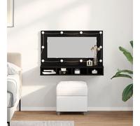 Cabinet Miroir LED vidaXL en Chêne Noir - 90x31.5x62 cm Noir