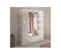 Cabinet modulable avec 18 compartiments blanc 37x146x180,5 cm