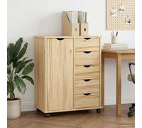 vidaXL Cabinet Roulant avec Roue Marron Miel 63,5 x 39 x 79 cm, Rangement Roulant Minimaliste, Rangement spacieux, Organisateur Moderne pour Bureau, Bois pour Maison ou Chambre