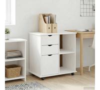 vidaXL Cabinet roulant rectangulaire Blanc 63,5 x 39 x 65,5 cm bois de pin massif rangement spacieux