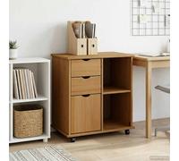 vidaXL Cabinet Roulant Blanc 63,5 x 39 x 65,5 cm Bois de Pin Massif, Cabinet Mobile rectangulaire pour études, Rangement spacieux, Organisateur en Bois, mobilier Moderne, Design Polyvalent