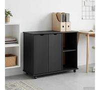 vidaXL Armoire roulante rectangulaire 100 x 39 x 65,5 cm Gris – Pin massif pour Bureau et Maison